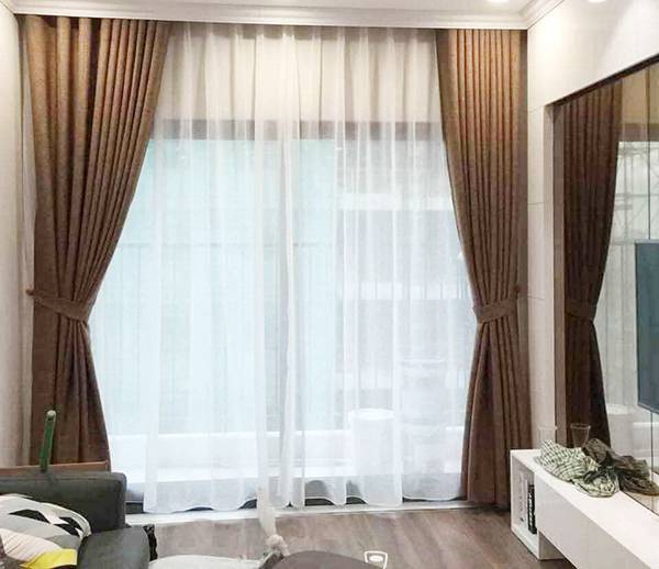 Hình ảnh: Rèm vải hoàn thiện phòng khách hiện đại mới
