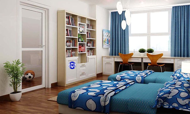 Bộ rèm cửa sổ nhỏ màu xanh giá rẻ tăng sức sống căn phòng