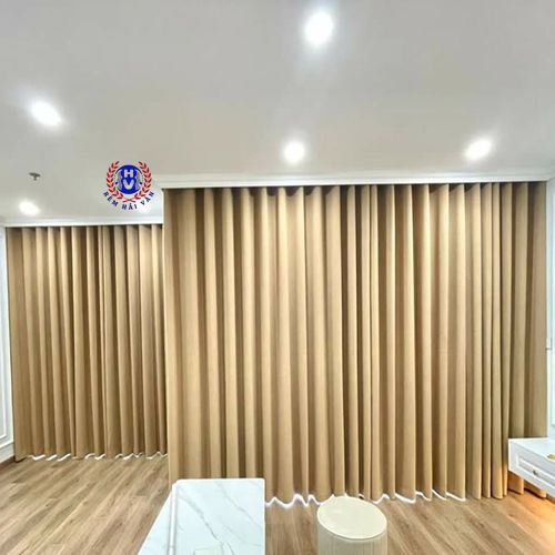 rèm vải polyester màu kem cản sáng
