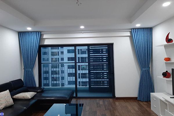 Rèm vải thô 1 lớp may kiểu dáng ô rê trơn