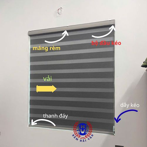 chi tiết cấu tạo từng phần rèm cầu vồng màu xám