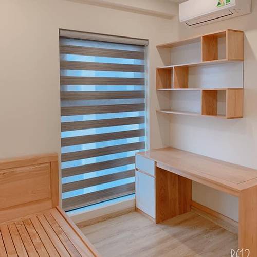 Rèm cầu vồng phòng ngủ lắp cửa sổ chung cư hiện đại