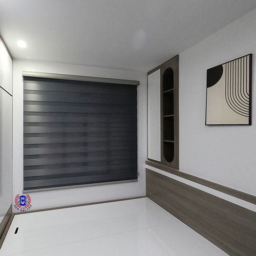 rèm cầu vồng màu xám lắp phòng ngủ cản nắng
