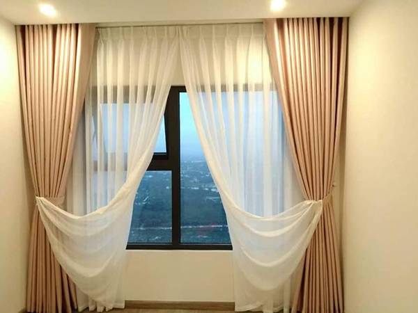 rèm vải cửa sổ kéo tay phòng ngủ căn hộ ocean park 2