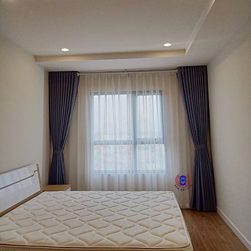 mẫu rèm vải 2 lớp giá rẻ hoàn thiện lắp phòng ngủ