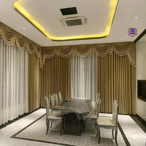 mẫu rèm phòng ăn hiện đại lắp âm trần thạch cao