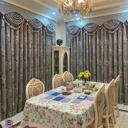 mẫu rèm phòng ăn họa tiết sang trọng cao cấp