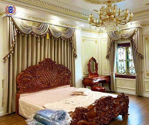 mẫu rèm họa tiết phong cách tân cổ điển lắp hải dương