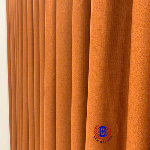hình ảnh cận cảnh chất liệu rèm vải màu cam