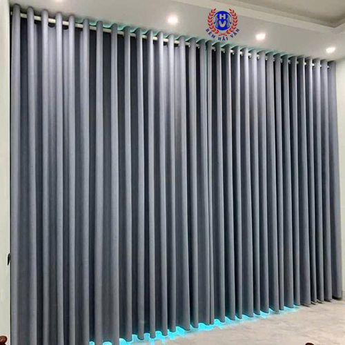 mẫu rèm vải 1 lớp màu xám lông chuột