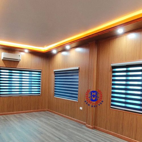 rèm cầu vồng màu xanh cho phòng khách biệt thự
