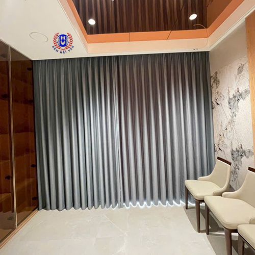 rèm cửa phòng khách màu xám lông chuột