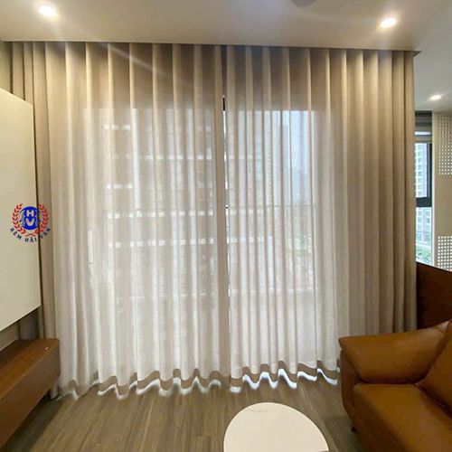 mẫu rèm vải linen lắp phòng khách sang trọng