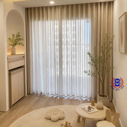 rèm vải linen theo phong cách nội thất mộc mạc