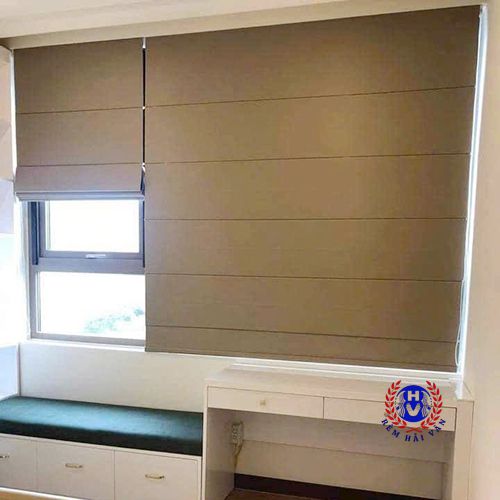 mẫu rèm roman 2 lớp lắp vị trí cửa sổ phòng ngủ