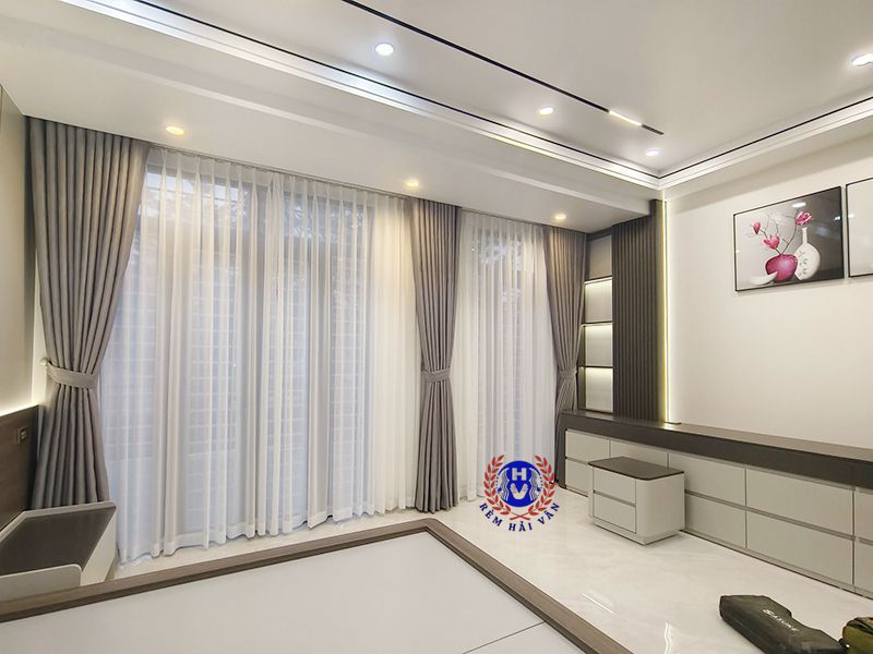 hình ảnh thực tế rèm vải 2 lớp lắp đặt tại vinhomes smart city 