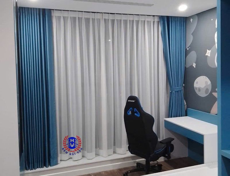 mẫu rèm vải 2 lớp cho phòng ngủ bé trai