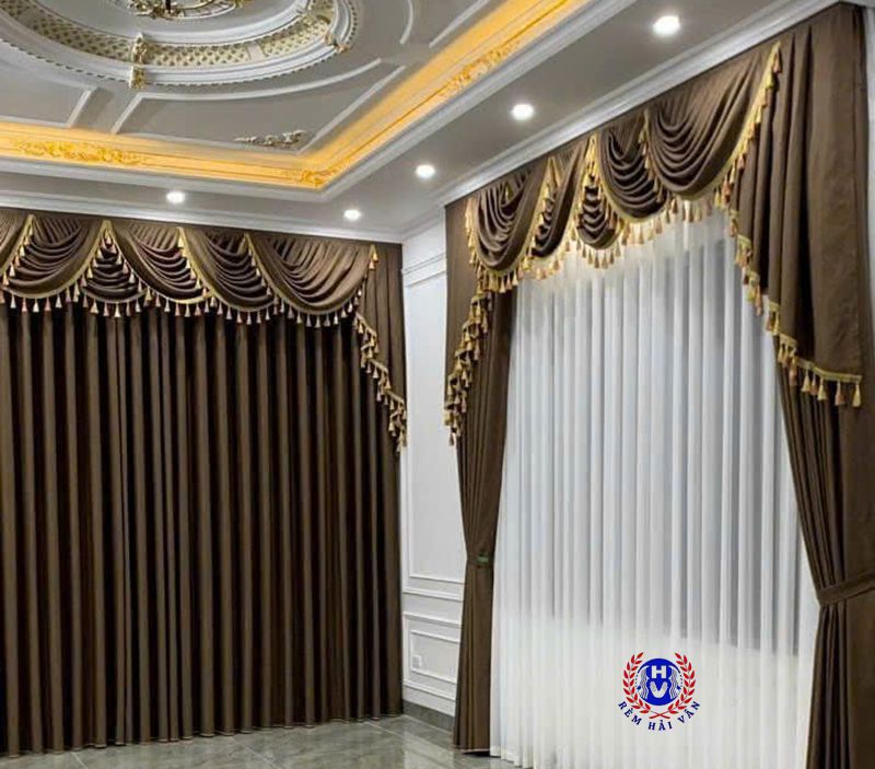 mẫu rèm vải 2 lớp may tân cổ điển