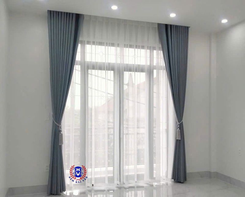 rèm vải 2 lớp âm trần thạch cao sang trọng