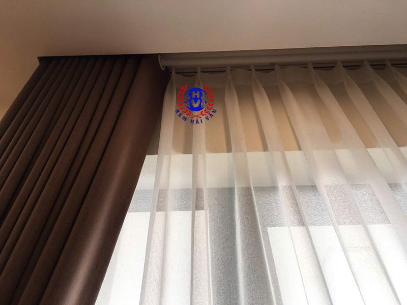 rèm vải 2 lớp đục lỗ ore kết hợp lớp voan