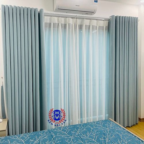 rèm vải 2 lớp lắp bên trong phòng ngủ