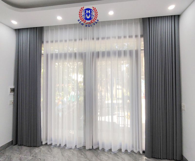 rèm vải 2 lớp cho biệt thự tại Vũ Thư