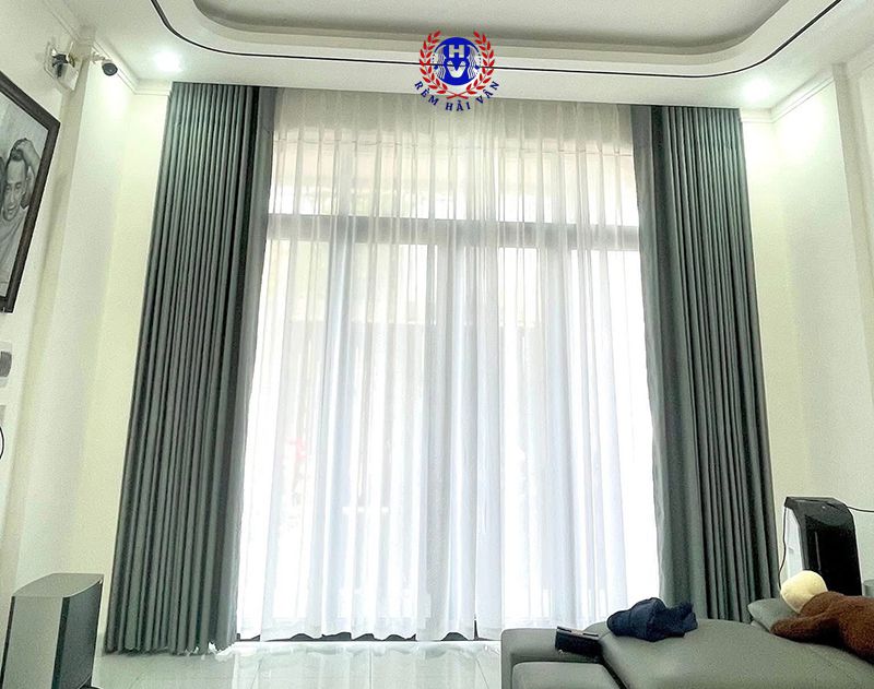 rèm vải 2 lớp hoàn thiện lắp đặt ở thái bình