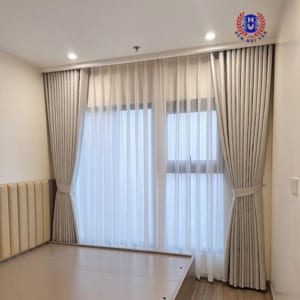 Rèm vải cản nhiệt Hàn Quốc màu ghi CN04